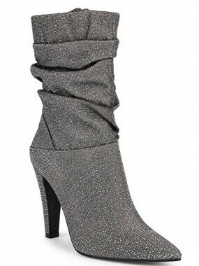NWT Nina Metallic Stiletto Heel Boots Charcoal